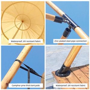 Tenda da matrimonio in tela a forma di piramide indiana, tipi, pagoda, lanterna in bambù da esterno ZHUNIU da 4 m - Product Image 5