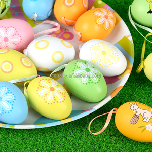 12 pièces/sac Œufs d'oiseaux artificiels en plastique colorés à suspendre pour décorations de Pâques, paniers, cadeaux de fête et fournitures pour la maison - Product Image 4