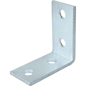 MISA04 Support d'angle triangulaire en acier au carbone plaqué zinc argenté, épaisseur 5 mm, 4 trous, raccord d'angle 90 degrés pour profilé en U - Product Image 2
