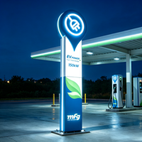 Pylône de signalisation personnalisé pour station de recharge extérieure de véhicules électriques, totem directionnel de qualité architecturale pour station-service