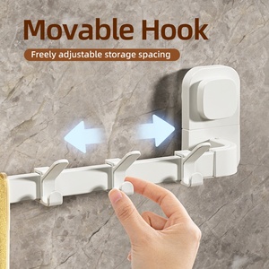 Toallero de ventosa sin taladro Rieles de secado de almacenamiento extraíbles con soporte de gancho Barra de suspensión para estantes de pared de baño - Product Image 5