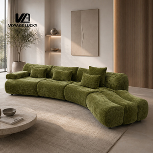 Sofá Seccional Moderno de Tela <span class=keywords><strong>Verde</strong></span> Musgo de Alta Gama VL, Conjunto de Sofás Seccionales Redondeados para Sala de Estar - Product Image 1