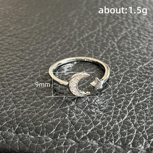 Bagues F1604 étoile et lune pour femmes, micro-pavé de zircon cubique, cadeau islamique, bijoux de mode - Product Image 4