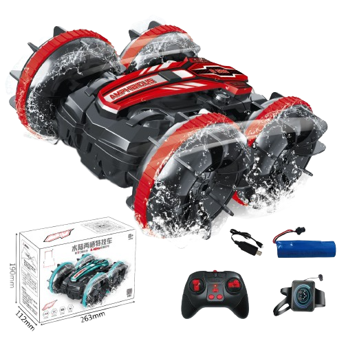 Vehículo anfibio rojo teledirigido dual