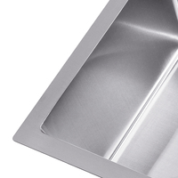 LUSA Évier de cuisine moderne à cuvette unique en acier inoxydable brossé Conception de cascade Support de vaisselle 304 Matériau Deux trous