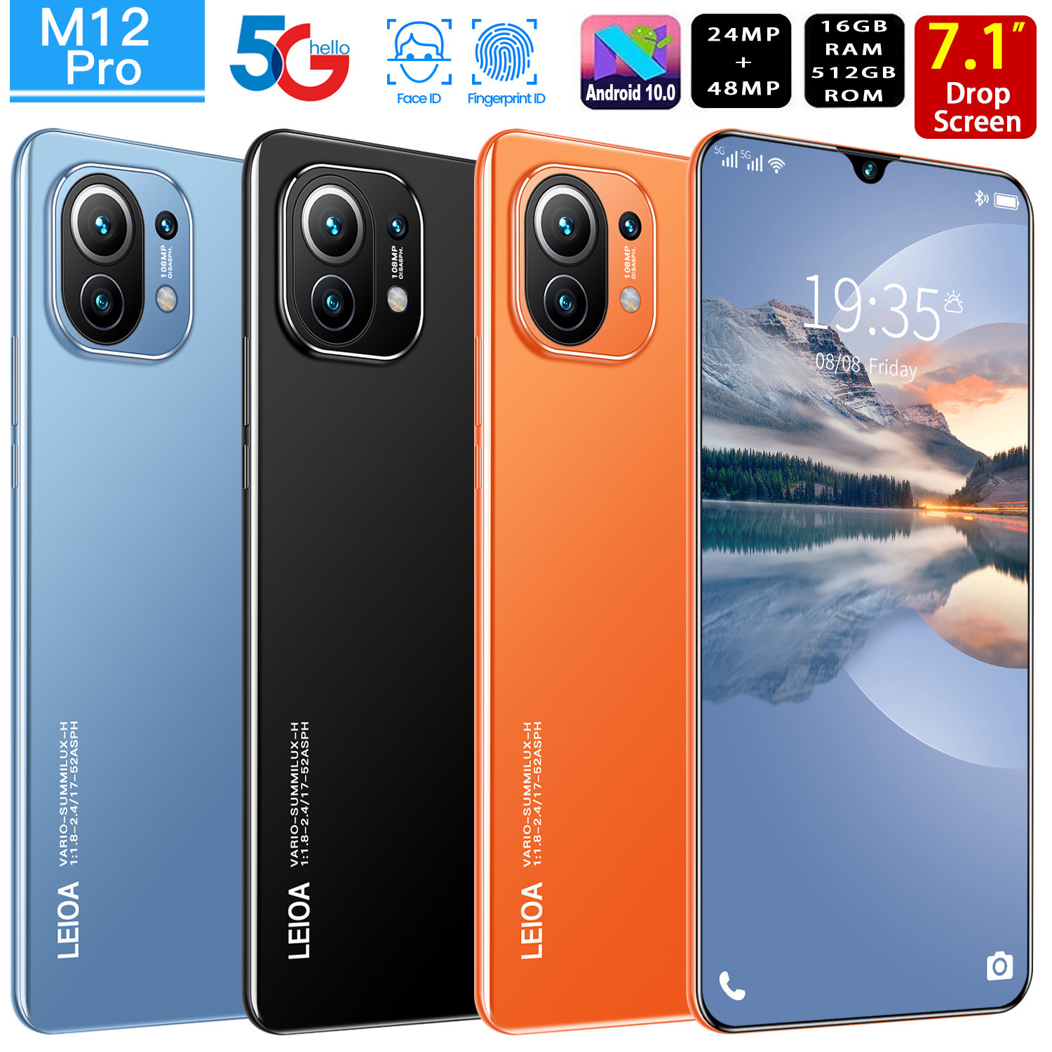 N12 Pro 7.1 Inch Android Smartphone: 16GB+512GB Dual SIM Mobile