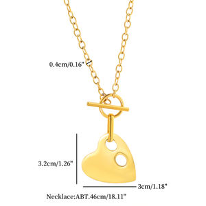 Artsy Minimalist Painter Palette Heart 18k Gold Plated Stainless Steel Necklace <strong>Quirky</strong> Creative Toggle Jewelry for Women - Product Image 6