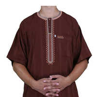 Nuevo Vestido Largo Musulmán de Manga Corta con Diseño Bordado Estilo Marroquí Koshibo, Tallas 54-62 para Hombre