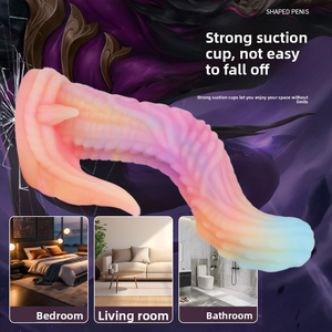 Dildo Alien Lumineux et Coloré qui Brille dans <span class=keywords><strong>le</strong></span> Noir, Certifié EU REACH, en Silicone Liquide de Qualité Alimentaire, avec Ventouse, Dildo Monstre - Product Image 1