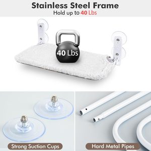 Perchoir de fenêtre confortable pour chat avec couvercle réversible, 4 ventouses fortes, lit de chat mural pliable pour animaux de compagnie d'intérieur/ - Product Image 5