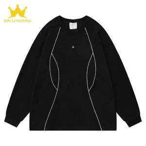 Sudadera de hombre <span class=keywords><strong>Cityboy</strong></span> de estilo techwear desestructurado, de imitación de ante liso, con franja reflectante, estilo minimalista Blockcore, bolsillo con cremallera, top informal - Product Image 3
