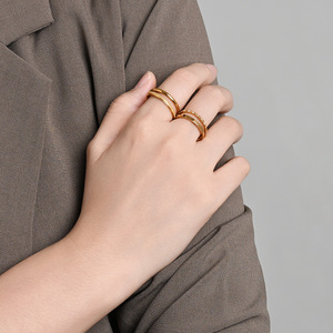 yunnique style color-blocked four-layer stacked niche design stainless steel ring for women, high-end and light lux - Product Image 4