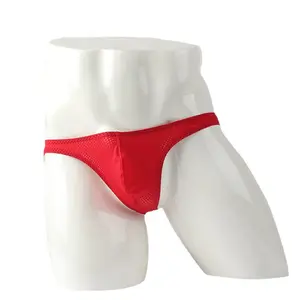 Cuecas sexy masculinas europeias e americanas de nylon com buracos de malha de gelo calças tanga respirável
