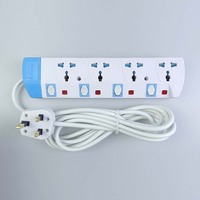 5USB Power Strip Surge Protector Dinding Dapat Dipasang Soket Perlindungan Overload 15A dengan Kabel Ekstensi USB C 6 Kaki