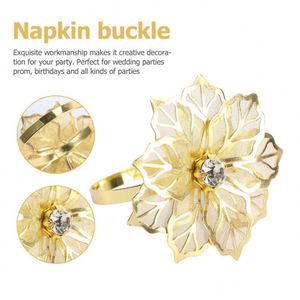 Classic Luxury Metal Ring Flower Design <b>Cloth</b> Napkins for Kitchen <b>Table</b> Decoration Wedding Party Holiday Napkin Buckle - Product Image 3