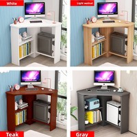 Escritorio de Estudio Minimalista de Madera Maciza, Escritorio de Esquina Triangular para Computadora, Mesa Pequeña para el Hogar o la Escuela con Partición