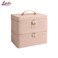 Étui d'art d'ongle de haute qualité avec compartiments pour vernis à ongles sac de vanité Portable avec porte-brosse sac à ongles Double couche
