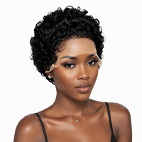 Perruques de Cheveux Humains Brésiliennes Frisées Profondes Letsfly Pas Chères à 8 $ avec Lace Frontale 13x1, Coupe Pixie Courte Type Bob pour Femmes