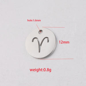 Bijoux Horoscope personnalisés, pendentif en acier inoxydable plaqué or 14K, breloques à disque creux 12 signes du zodiaque pour collier DIY - Product Image 5