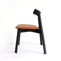 Chaise de salle à manger en bois de frêne massif, chaise de salle à manger nordique simple avec dossier incurvé, chaise d'appoint rembourrée en cuir PU pour la maison et le restaurant