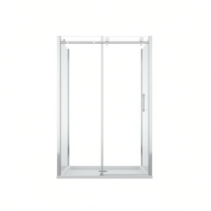 Mampara de Ducha Corredera Individual de 48W x 76H con Marco Cromado, Vidrio Templado de 6mm, Diseño Rectangular Contemporáneo - Product Image 1