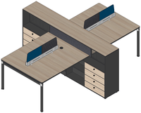 Poste de travail de bureau ergonomique avec classeur Système de bureau modulaire avec étagères de rangement Gestion des câbles Espace de travail ouvert moderne