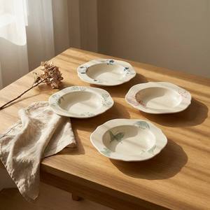Assiette de petit-déjeuner en <span class=keywords><strong>porcelaine</strong></span> florale vintage <span class=keywords><strong>française</strong></span>, plat de service irrégulier de luxe léger pour desserts et gâteaux, <span class=keywords><strong>vaisselle</strong></span> compatible micro-ondes - Product Image 3