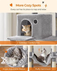 Wooden <b>Cat</b> Tree, <b>Large</b> <b>Cat</b> Tree Tower, Multi-Level Plush Condo with <b>Scratching</b> <b>Post</b> - Product Image 2