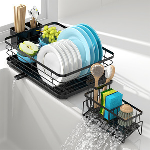 Égouttoir à vaisselle avec plateau, séchage rapide, rangement pour évier, panier d'égouttage pour vaisselle de cuisine, forme carrée, organisateur de comptoir - Product Image 1