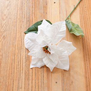 CallaFloral <b>Artificial</b> Poinsettia <b>Flower</b> Single Branch <b>White</b> Polyester Wedding Decor Craft 27.3g - Product Image 3