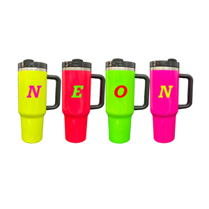 Gobelet de voyage H2.0 vierge pour sublimation, couleurs néon, 30oz 40oz, avec poignée et paille, entrepôt USA - Product Image 2