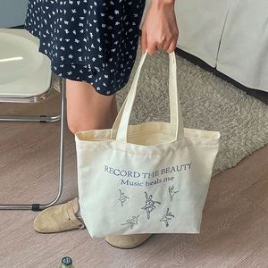 Bolsas de Mano de Lona de Algodón de Alta Calidad, Impresas, con Cierre de Cremallera, Correa para el Hombro, Logotipo Personalizado, Resistentes y Duraderas, para Compras - Product Image 3