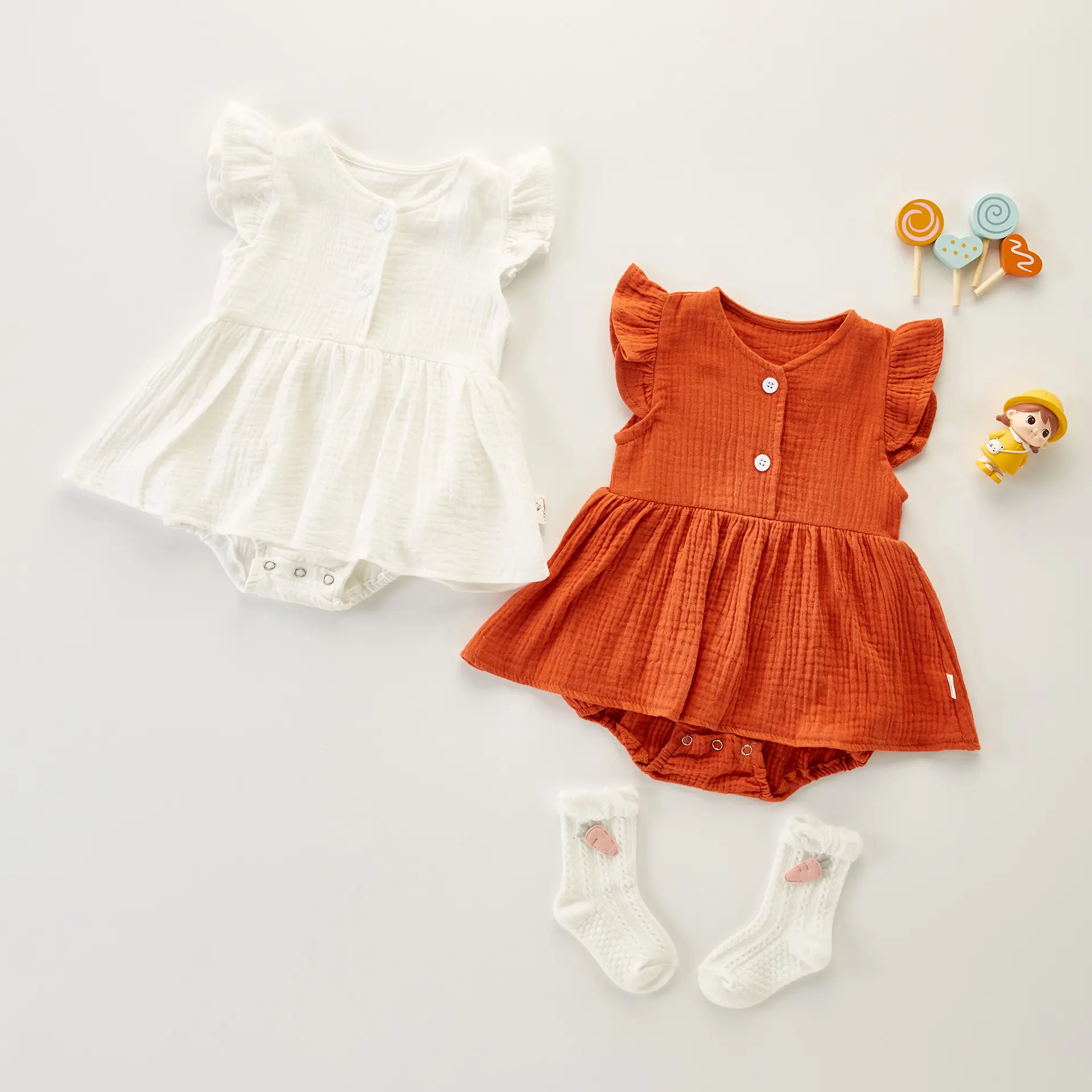 녹색 호라이즌 키즈 새로운 패션 아기 옷 복장 여름 유기농 대나무 아기 소녀 드레스 아기