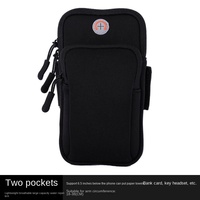 Brassard de sport en néoprène noir avec logo personnalisé, pour la course à pied, le jogging, support de téléphone portable, poche, étui, brassard, sac