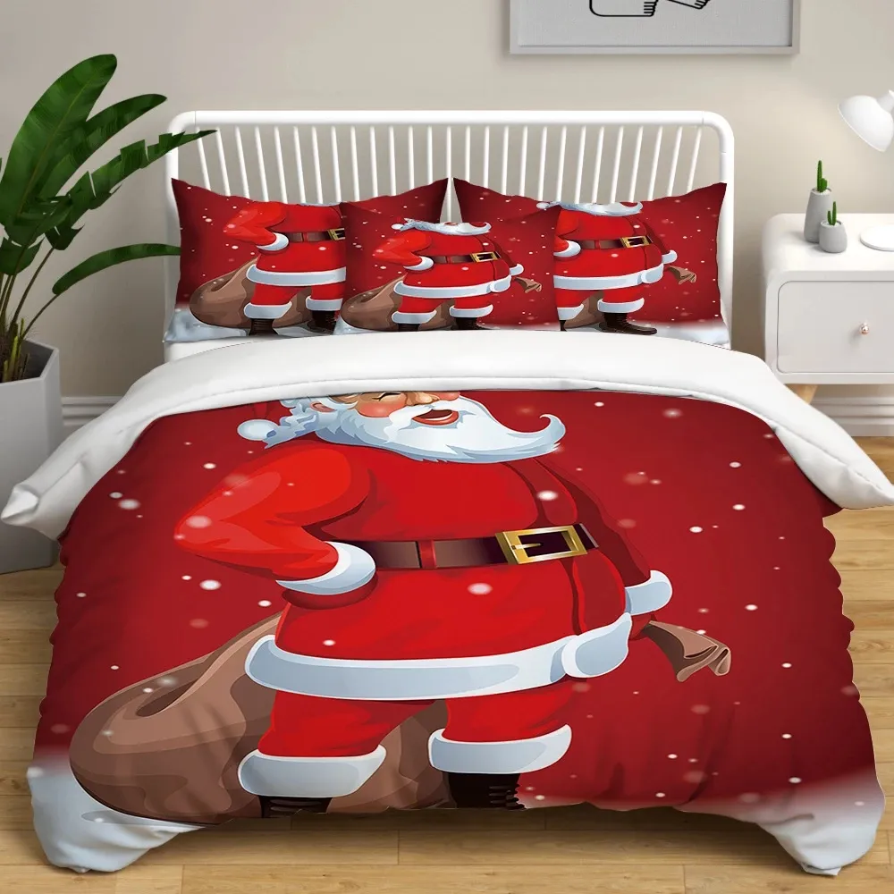 Customize Christmas Gifts Bedding Sets Santa Claus 3D Print Duvet Cover Cartoon Quilt Cover for Bedroom Decor Bedclothes