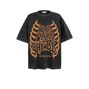 Customizable Men's 160g/300g Vintage Washed 100% Cotton Knitted Tee Regular Fit Street Fashion - Product Image 4