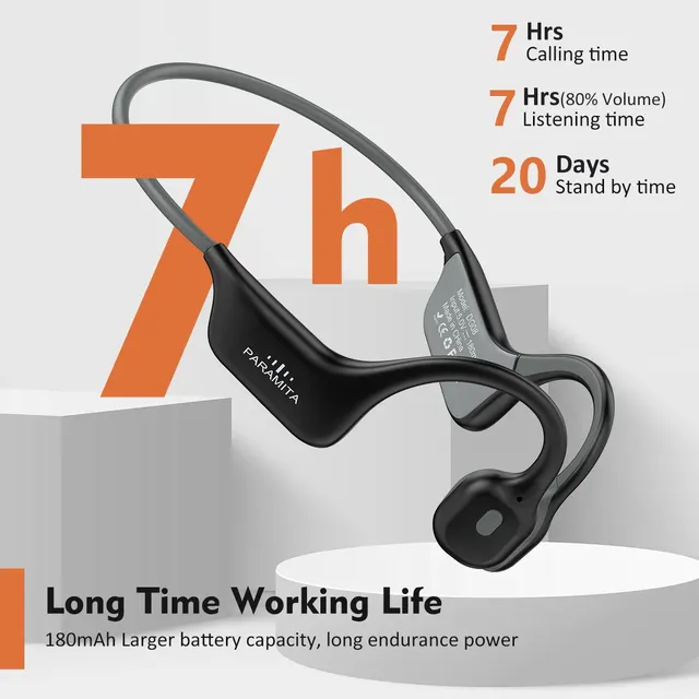 Paramita DG08C Open Ear Bone Conduction Wireless Headphones with LED Indicator Waterproof IPX-6 for 5.3 Sport Design