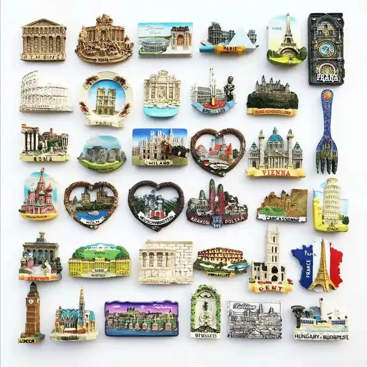 Customized Popular Locker Magnet 3d Souvenir City Refrigerator Magnet Resin Fridge Magnet for Kitchen Decoration home deco