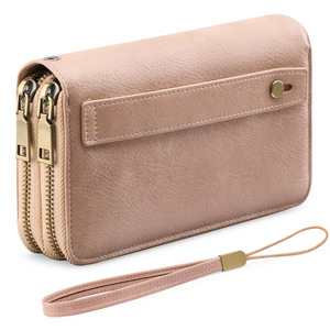<span class=keywords><strong>Portefeuille</strong></span> minimaliste pour femme en cuir PU avec dragonne, porte-cartes double couche - Product Image 2