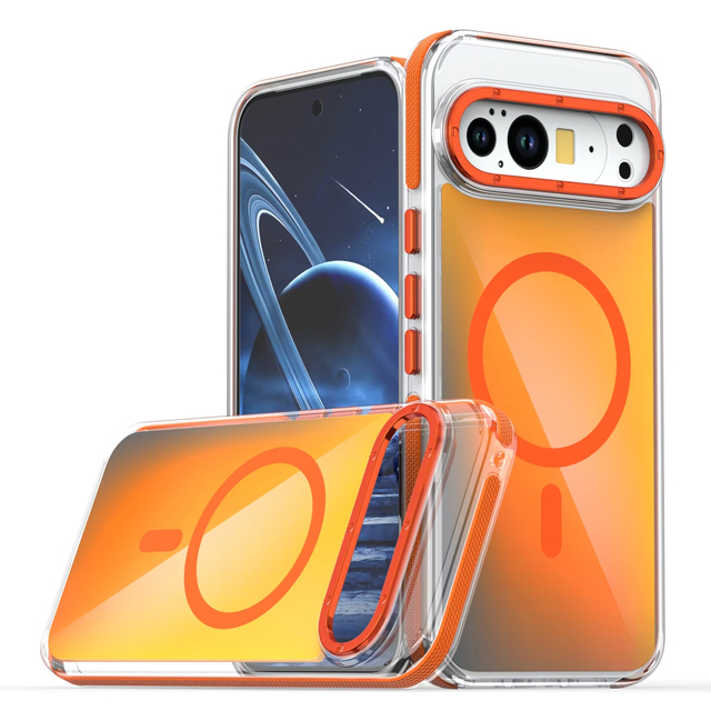Anti-yellow Shockproof for Google Pixel 10 Pro XL TPU+Acrylic Magnetic High Transparency Chameleon Metal Camera Phone Case