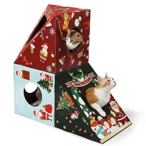 ZhiZao Christmas Special Design Diy Cardboard Cat House Pet Cat House Furniture