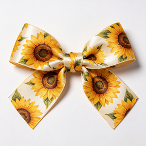 Lazo de Satén con Diseño de Girasol Brillante, Venta al por Mayor de Fábrica, Lazo Preformado de Tamaño Personalizado para Envolver Regalos, Decoración para Fiestas en Granjas - Product Image 1