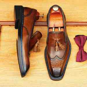 Zapatos de Cuero para Hombre de Alta Gama, Estilo Británico, Formales de Negocios, Negros, Casuales, con Aumento de Altura, de Piel Vacuna, Nuevos y de Lujo - Product Image 1
