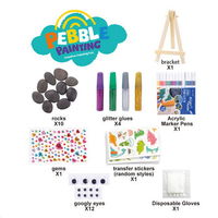 Kit d'art de peinture sur galets DIY pour enfants, ensemble de graffitis sur roche avec marqueurs acryliques, mini chevalet, arts et artisanat, cadeau de vacances