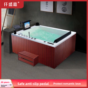 Bañera doble moderna para parejas de celebridades de Internet, temperatura constante, vista al mar, vidrio, cascada, masaje, características de seguridad antideslizantes - Product Image 2