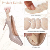 Coussinets de talon en mousse autocollants légers de 7 mm d'épaisseur, 1 paire pour chaussures à talons hauts pour femmes, anti-frottement, soulagement de la douleur au pied