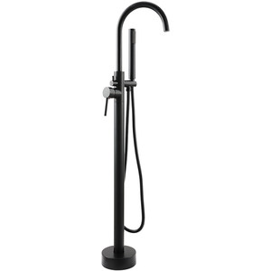 <span class=keywords><strong>Robinet</strong></span> de baignoire autoportant en laiton poli à montage sur pont, avec bec haut arqué, douchette à main et cartouche céramique pour salle de bain de luxe moderne - Product Image 1