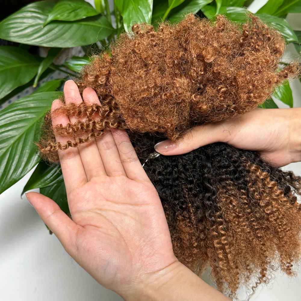 KAMA Peruvian Remy Human Hair Afro Kinky Curl Bulk Braiding Hair Extension 50g Machine Double Weft All Colors Dreadlocs Braids Detail Section 4