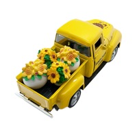 Modèle de camion en métal tournesol, ornement de voiture vintage, décoration tournesol, cadeau d'anniversaire