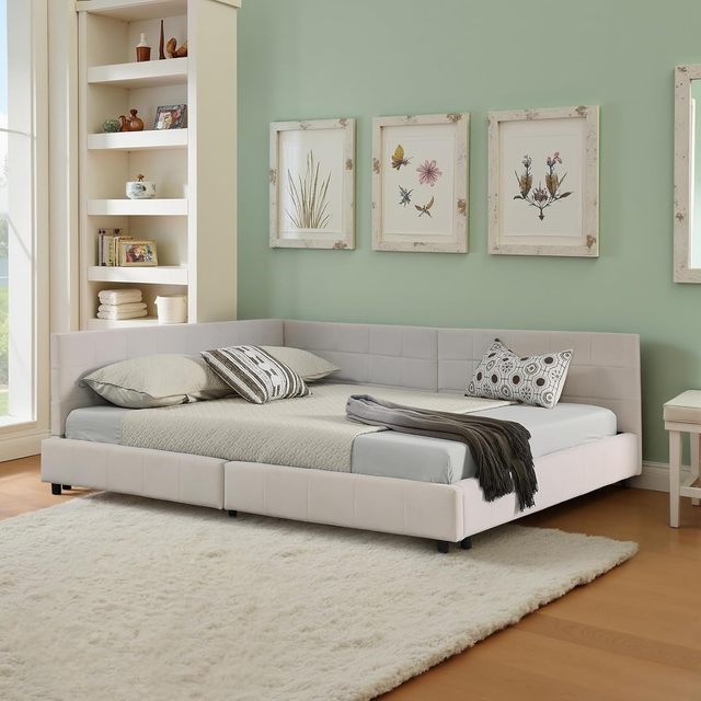 Modern Luxury Indoor Twin Sofa Bed Soft Comfortable Upholstered Daybed Storage Floor Bed Frame Living Room/Bedroom Apartment